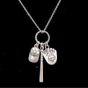 Baseball Softball Charm  Necklace Hat Ball Bat Glove